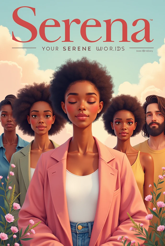 Mental health magazine cover, Physical, self care, promoted by the Serena brand, containing the slogan: your serene world, and small texts that talk about their services