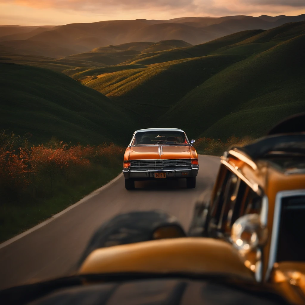 On the car by road