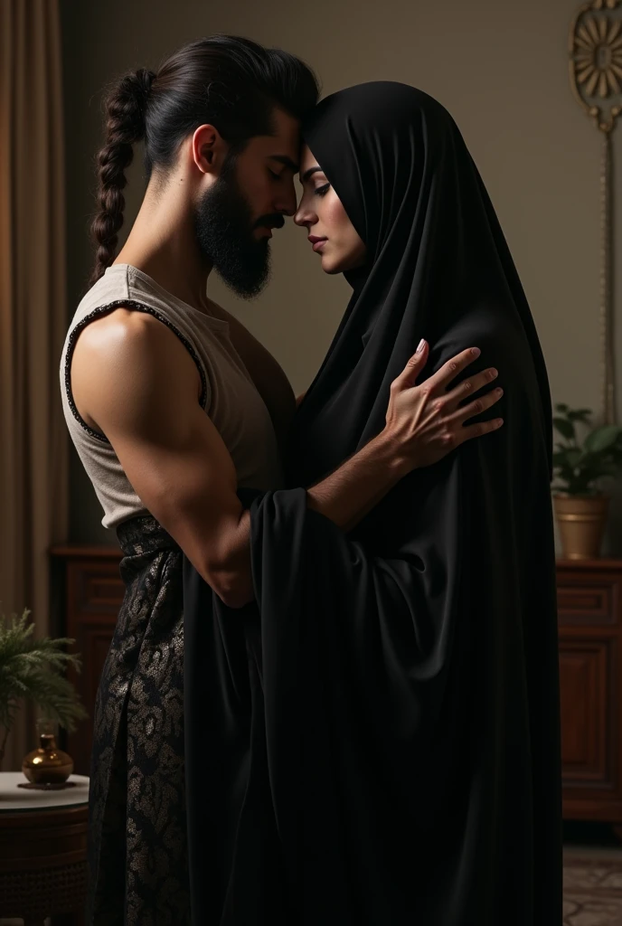 A Muslim guy with full beard having sex witg a girl with black burqa and niqab