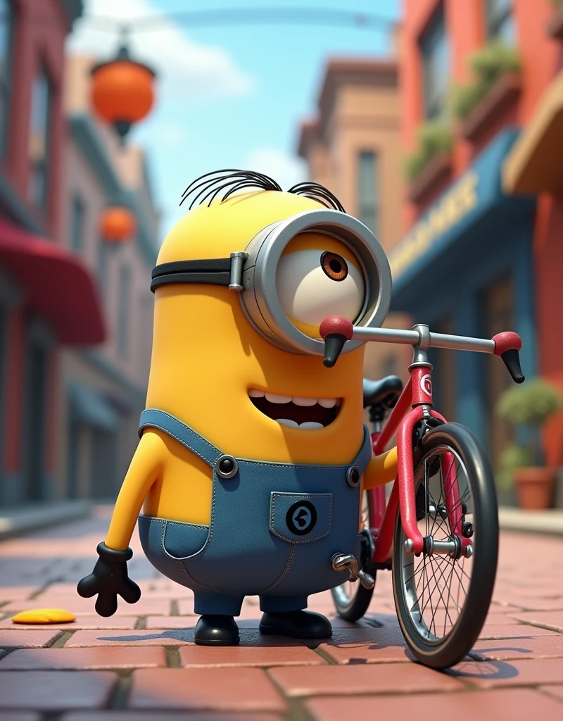 Minion Kevin finds a bike