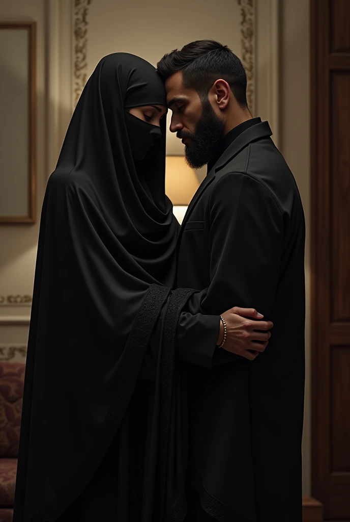 A Muslim guy with full beard having sex witg a girl with black burqa and niqab