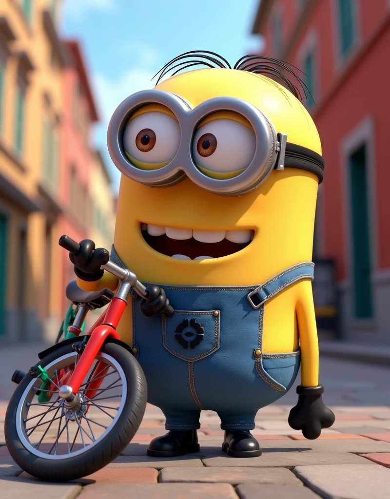Minion Kevin finds a bike