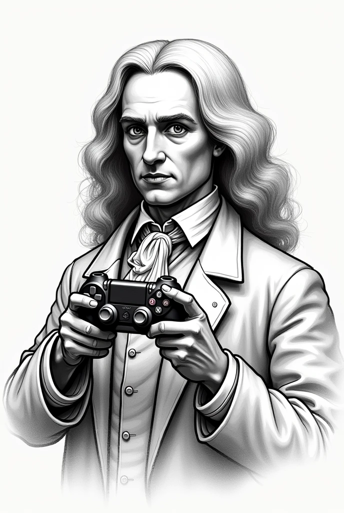 Unique gamer logo for youtube where sir Isaac Newton holding modern joystick with sketch faces
Remove background images