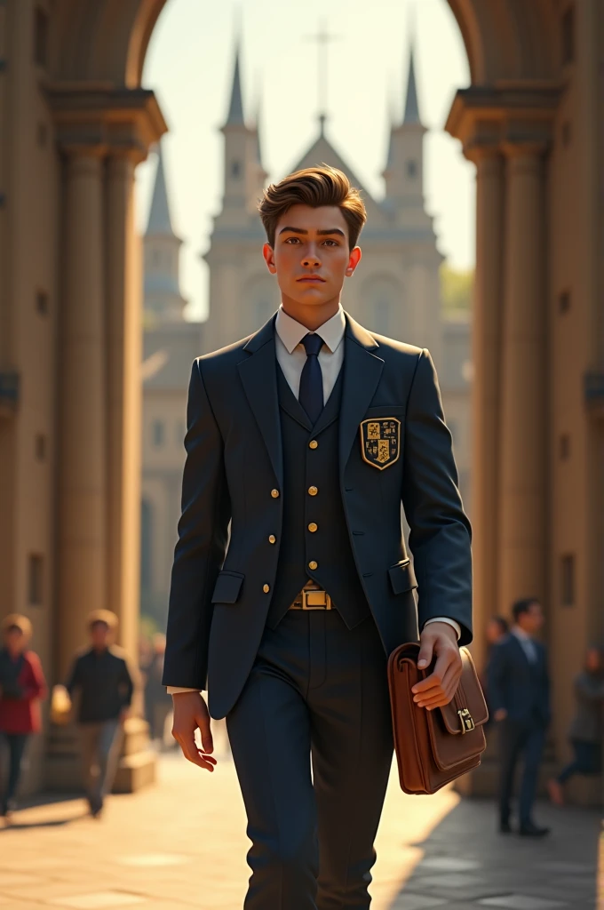 Handsome Boy Going to Academy