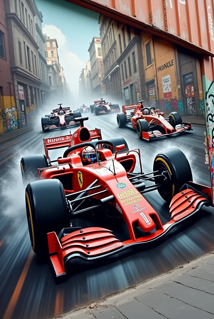 Street art of racing cars