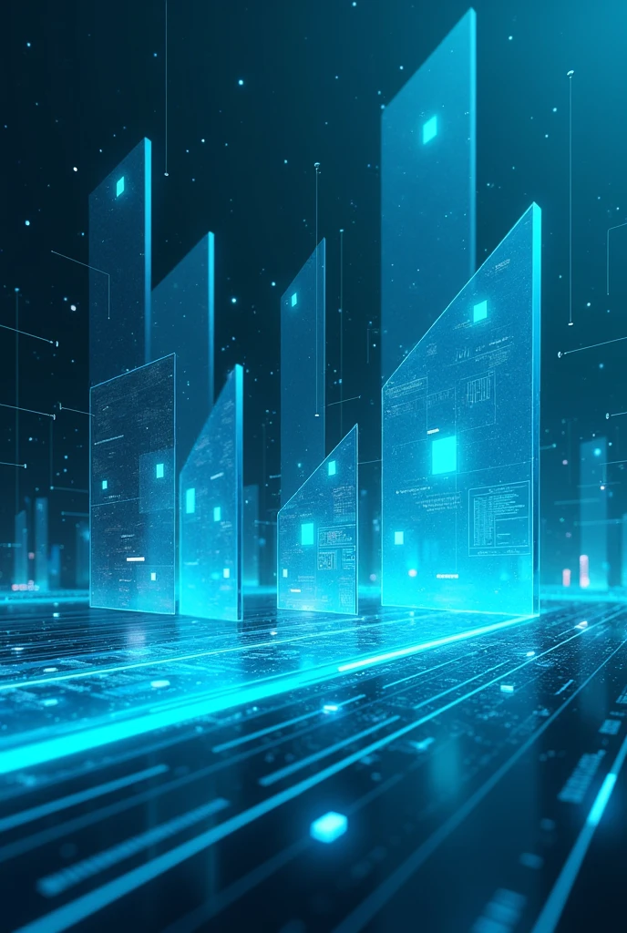 Create an image representing AI process automation with abstract elements symbolizing efficiency and technology. Highlight the design with cyan accents to convey innovation and precision.