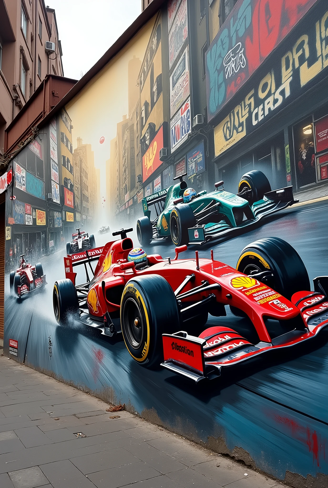 Street art of racing cars