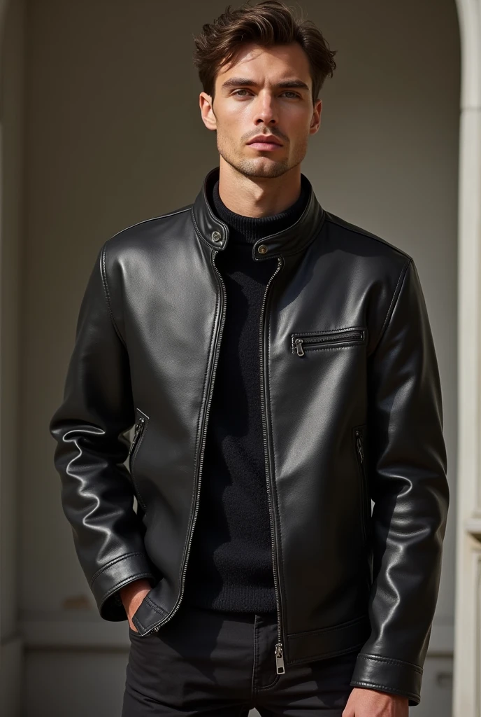 Multiple pictures of Leather fashion jactek without any logo men for ebay