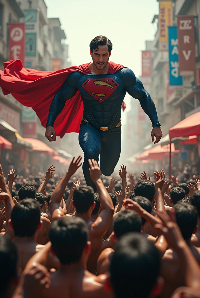 Alot pepoles fighting with supar man in india