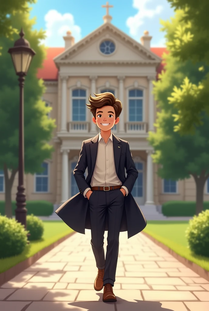 Smiling  handsome boy going to academy 