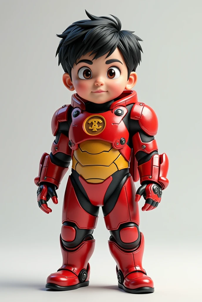 Realistic full body portrait of a child standing wearing a Big Hero 6 costume live-action