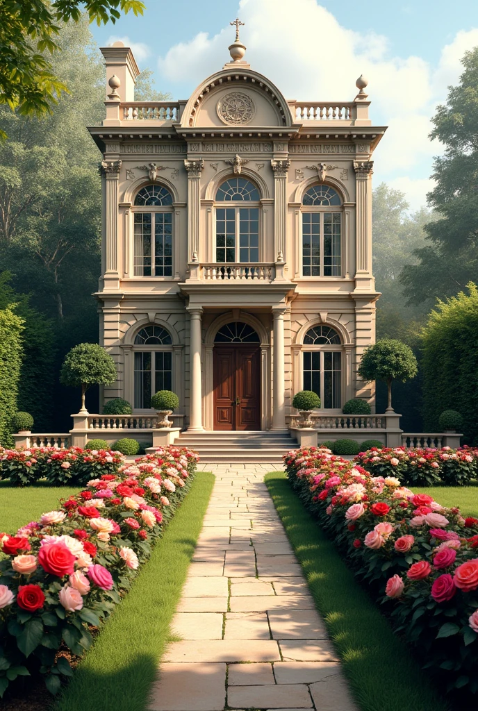 two storey building,two living room,one rose garden