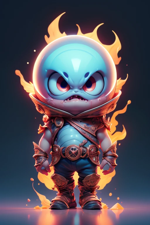 Create a monster image, a small, big-headed, baby monster.. The body is transparent and can be seen through. The image is sharp and detailed., with beautiful colors.. With arms, leg, eyes, mouth, พื้นหลังสีlegว