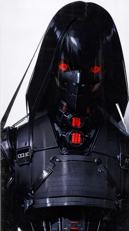 Black Hair、Cold look:1.5、Japanese woman in her 30s、Dark Background、One Cool Lady:1.5、night、whole photo、Dark Eyes、Black gloves、Ominous Machine Lifeform、Nihil、Half of his body is made of machinery、Mechanical Man:1.5、Modern clothing:、Creepy、Scary atmosphere