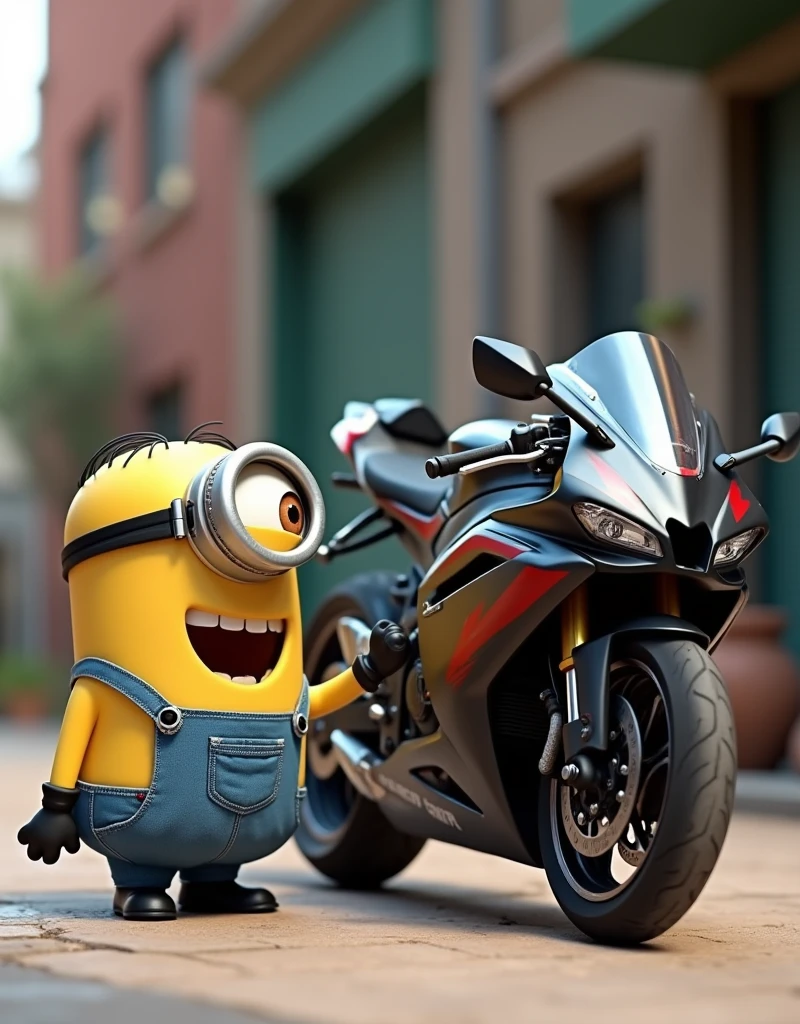 Minion Kevin .Kevin found a sports bike 