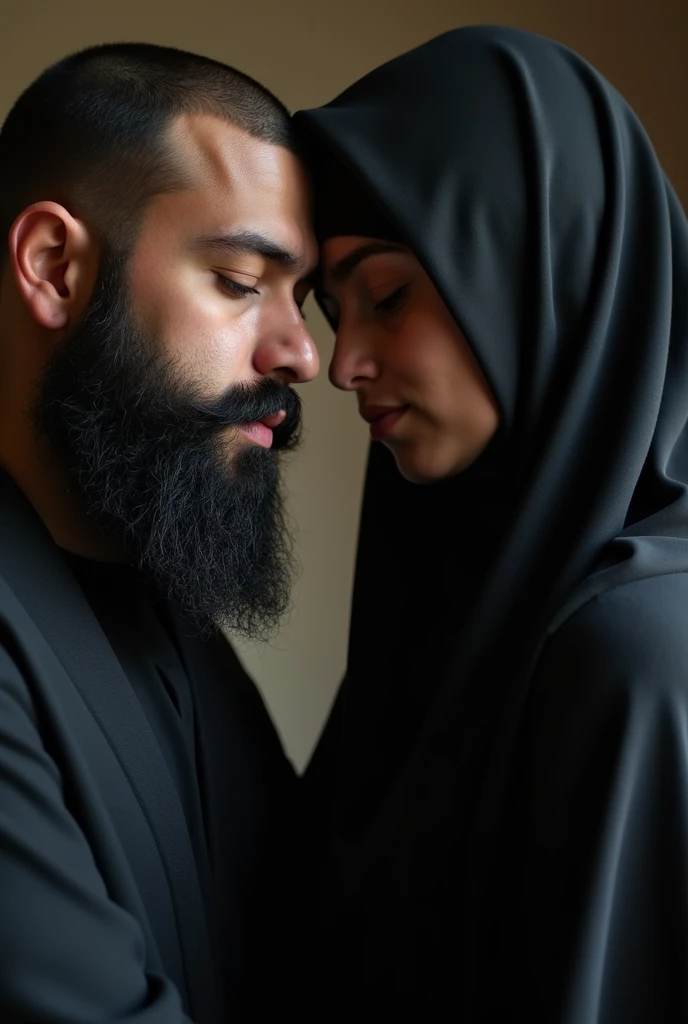 A Muslim guy with full beard fucking a girl with black burqa