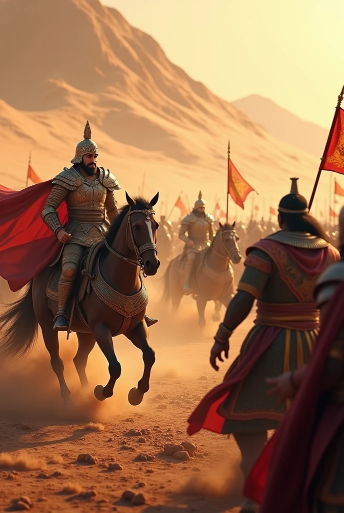 create in 3d at desert"Muhammad Ghori, who was fighting with the support of Jaichand, was also defeated by the Hindu heroes in the battle of Tarain."