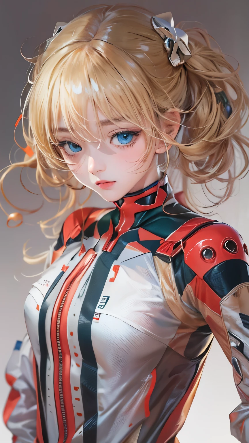 (masterpiece:1.4、Highest quality)、(Elaborate down to the smallest detail)、Unity8k Wallpaper、Super detailed、Beautiful and mysterious、Detailed Background、solo、Perfectly detailed face、Detailed blue eyes、Very detailed、Blushed、hair ornaments、Chignon Mahogany Hair、(Blonde Hair)、Plug Suit 、Shikinami Asuka Langley、Evangelion、Slender girl、Eye patch with black stripes on the left eye、Full Body Suit、On the waist、Black Hat、Red chest、Red jersey、White lines on arms、Put your hands in your jersey pockets。