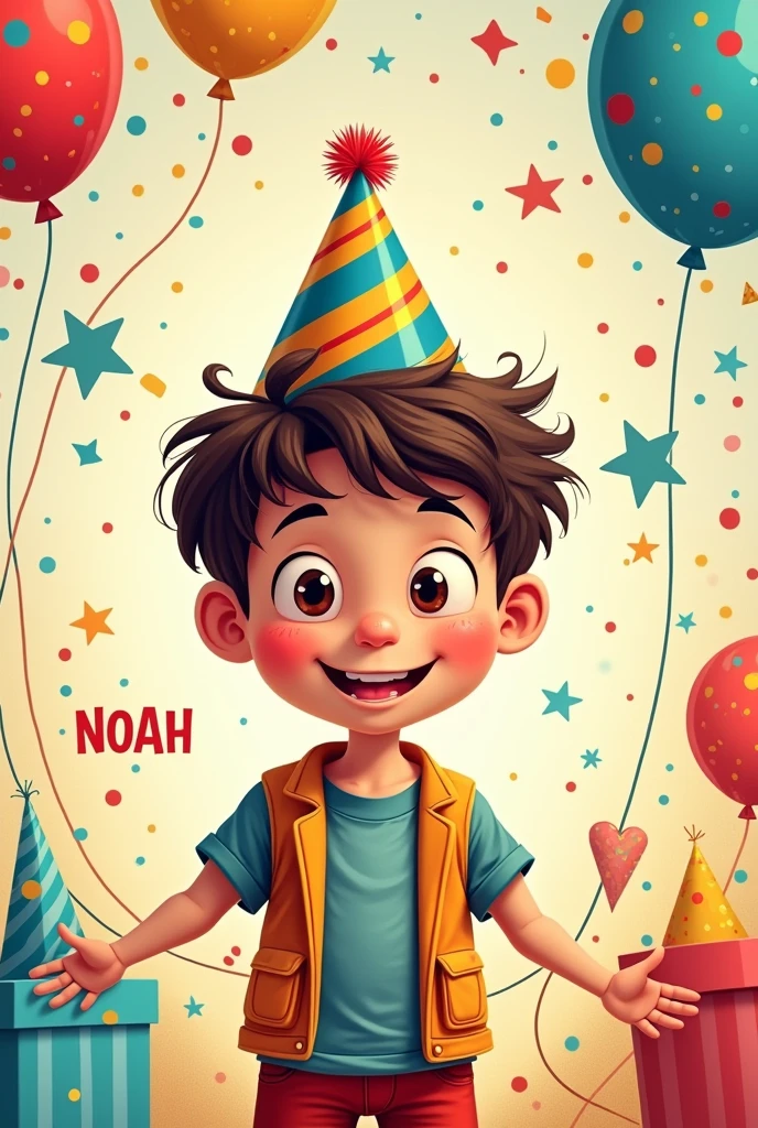 birthday invitation for a with the name Noah