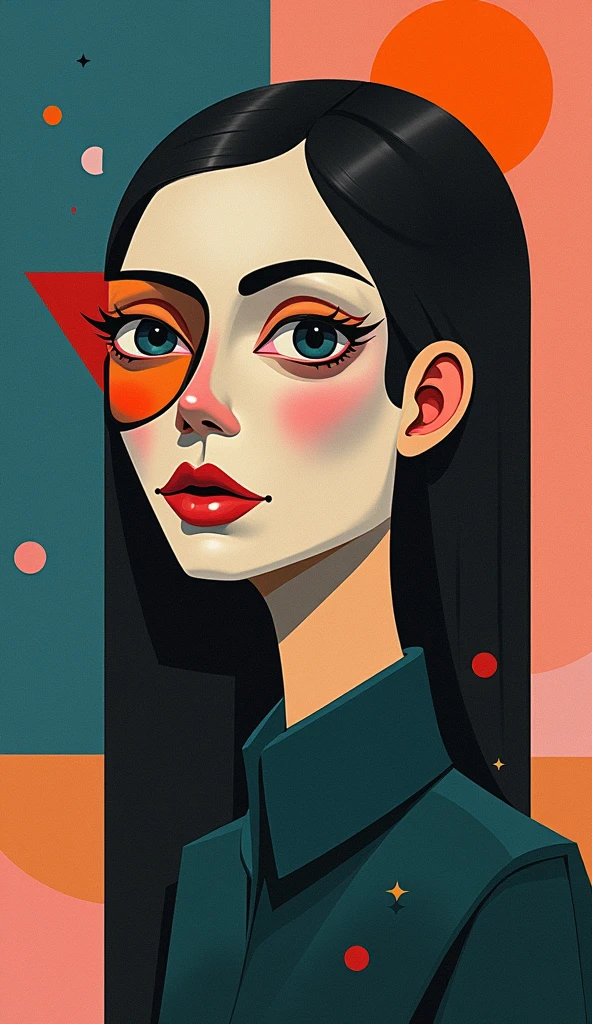 "A surreal portrait of a woman in the style of Picasso, featuring angular, fragmented forms 
and abstracted features. The face is divided into multiple planes, with contrasting colors like deep blues, vivid oranges, and muted pinks. The eyes are asymmetrical, with one larger and more expressive than the other. The overall composition is cubist, with distorted proportions and overlapping geometric shapes. The background is a blend of contrasting colors, adding depth to the abstract form."
