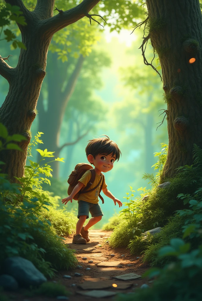 Tom was adventurous and curious, always exploring the woods, searching for treasures and hidden wonders. 