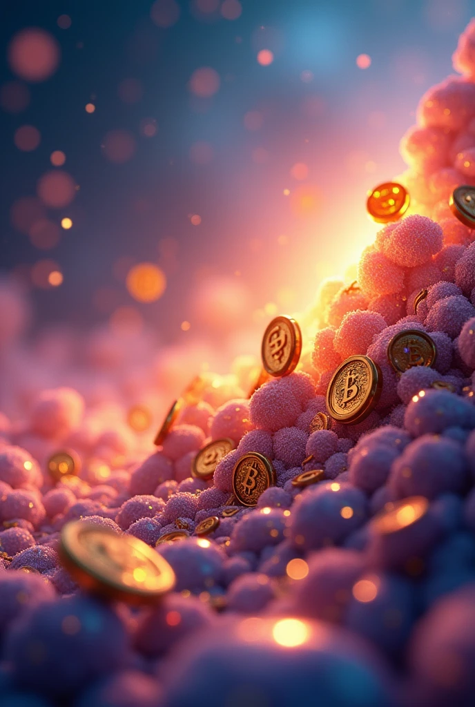 An animated scene with coins (Bitcoin, Ethereum, and other crypto symbols) rising from the bottom of the screen. The background could be dynamic, with a gradient representing growth.
