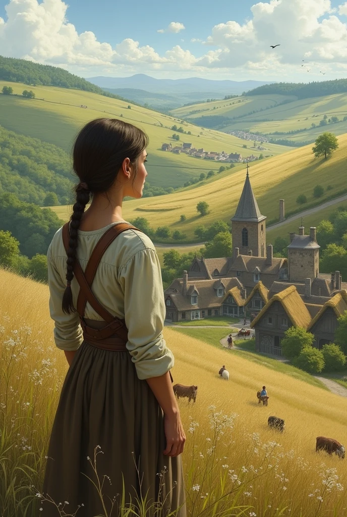 A seeing her village long distance