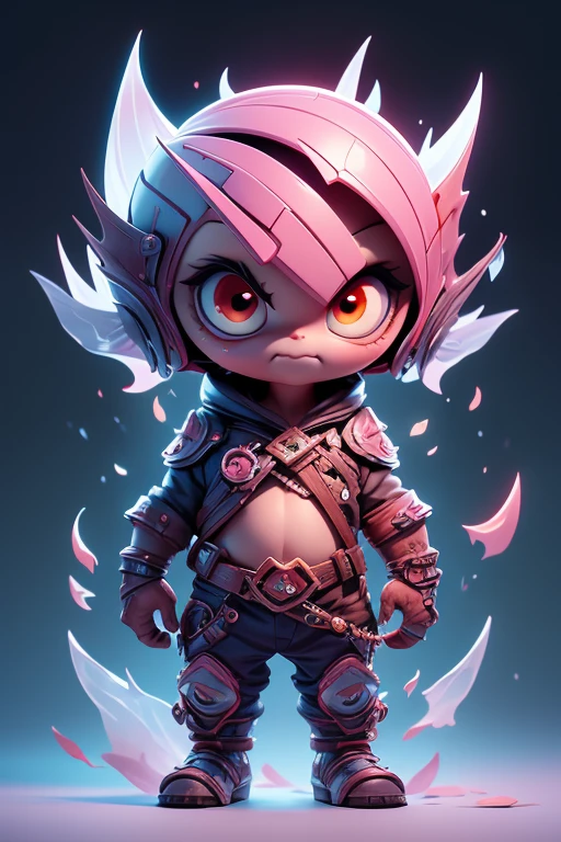 Create a monster image, a small, big-headed, baby monster.. The body is transparent and can be seen through. The image is sharp and detailed., with beautiful colors.. With arms, leg, eyes, mouth, พื้นหลังสีlegว