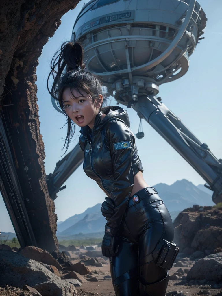 Woman being attacked by aliens