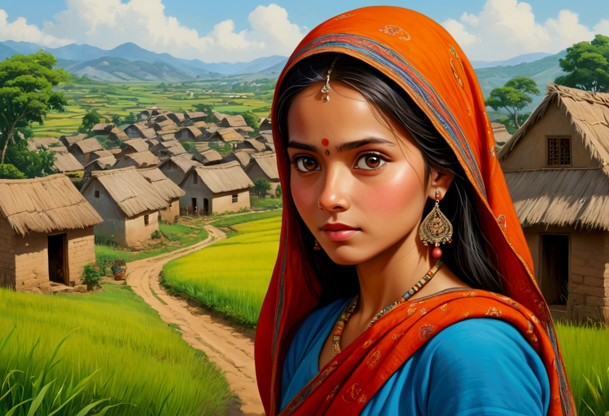 A  seeing her village at long distance 