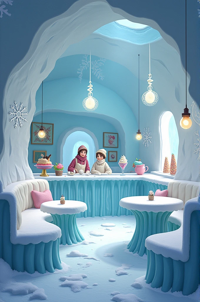Furniture for ice cream parlor on iglu concept