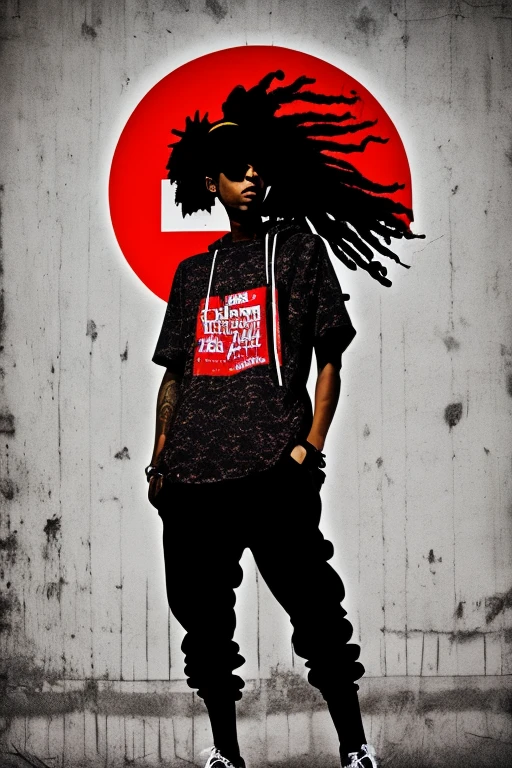 A background filled with scattered musical notes in various sizes and colors、
Creative logo illustration of a silhouette with dreadlocks and red headphones,
Banksy、
A background completely filled with scattered musical notes in various sizes and colors, covering the entire screen.
singer、microphone、Japanese、
beautiful girl colorful image
Dance hiphop Dance CREW Waacking Dance
Punking
black medium hair black medium hair
Five fingers Baggy clothes Baggy clothes
HIPHOP crew、
