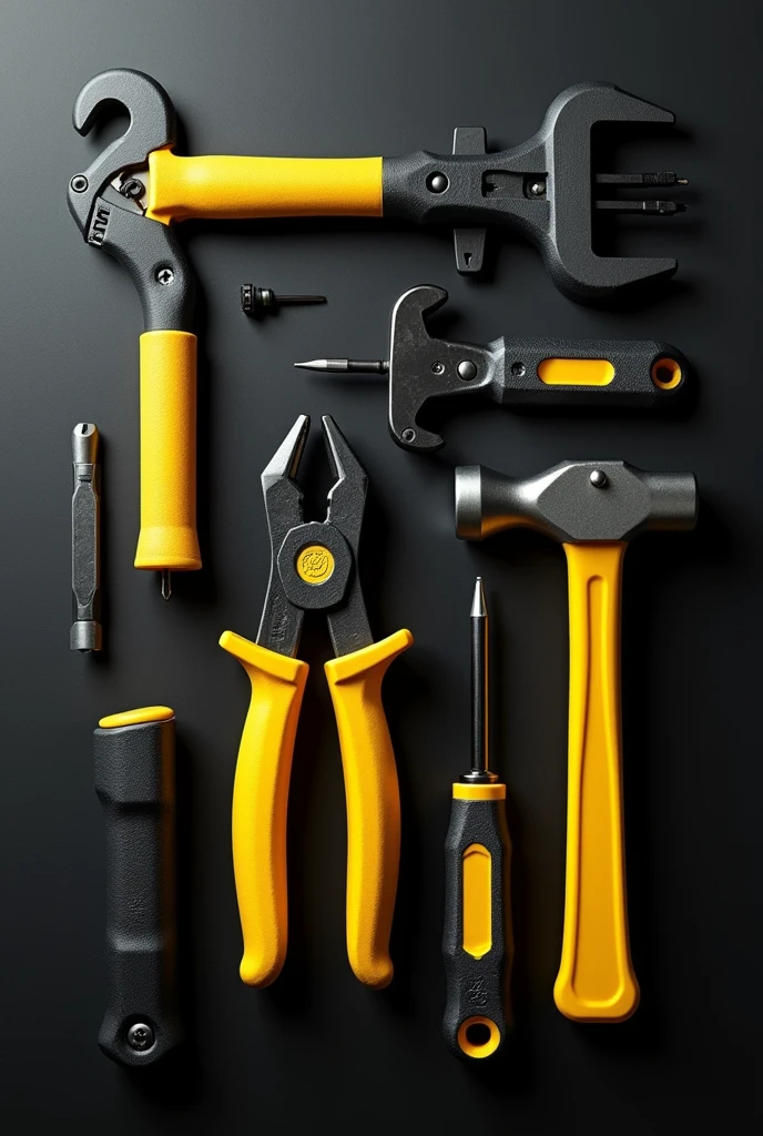 Hardware tools black and yellow colour 