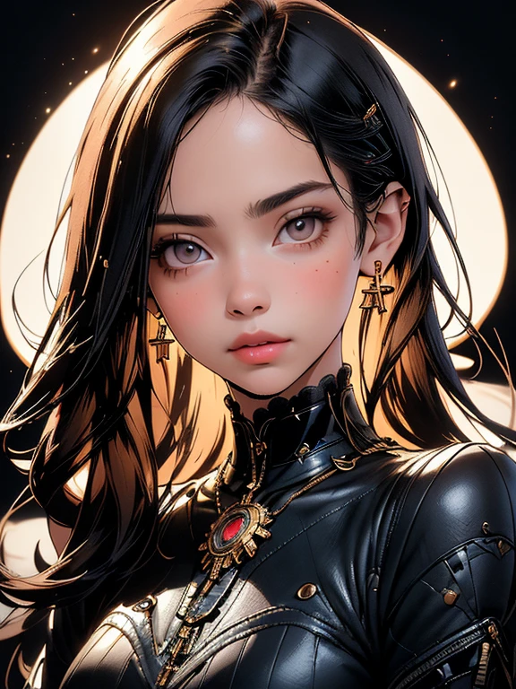 (best quality, 8k, 32k, masterpiece, UHD:1.2), highres, sharp focus, detailed outfit, absurdres, key visual,++++, beautiful detailed hair, delicate details, *****, hannah_owo, (headshot:1.2) portrait on a (plain black background:1.2), (headshot:1.2), (face focus:1.1), (facing the camera:1.2), Head in the centre, (eye contact:1.3), (intense stare:1.1), mouth open, (facing straightforward:1.2), (forward facing:1.1), Head, face, Head focus, Head tilted down, looking slightly up at the camera, bokeh, f1.4, 40mm, photorealistic, raw, 8k, textured skin, skin pores, intricate details epiCRealism