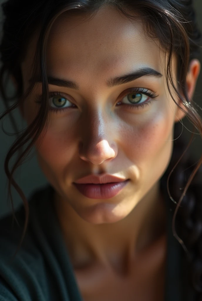 A close-up of someone looking confidently into the camera with a determined expression.