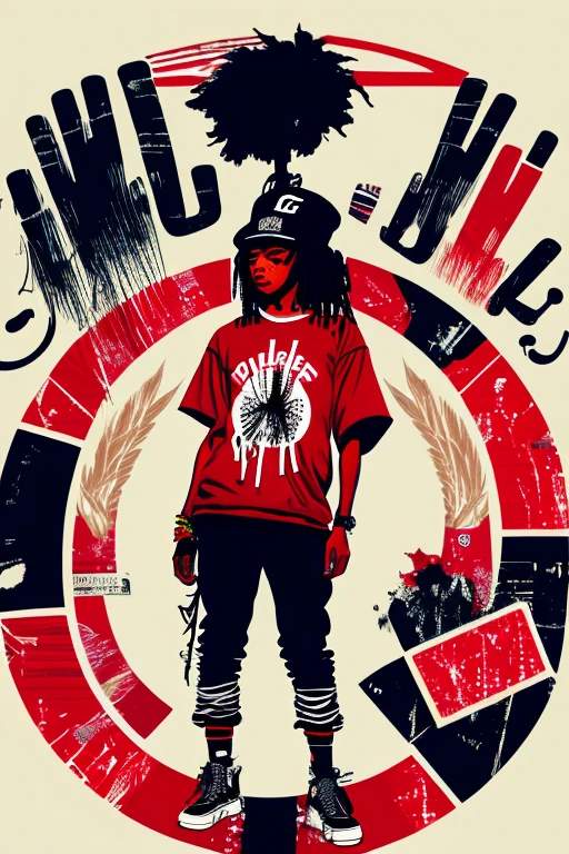 A background filled with scattered musical notes in various sizes and colors、
Creative logo illustration of a silhouette with dreadlocks and red headphones,
Banksy、
A background completely filled with scattered musical notes in various sizes and colors, covering the entire screen.
singer、microphone、Japanese、
beautiful girl colorful image
Dance hiphop Dance CREW Waacking Dance
Punking
black medium hair black medium hair
Five fingers Baggy clothes Baggy clothes
HIPHOP crew、
A background filled with the Japanese flag、