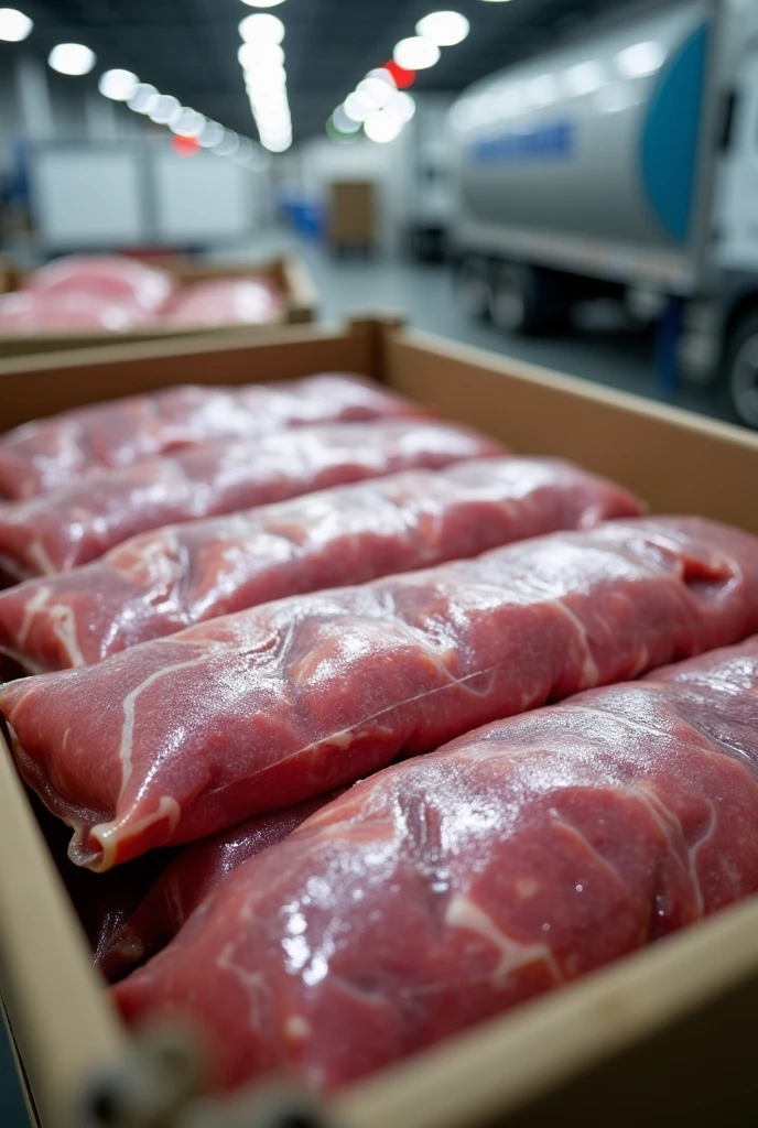 The meat is sealed in bags, placed in boxes and transported in refrigerated trucks with dry ice.