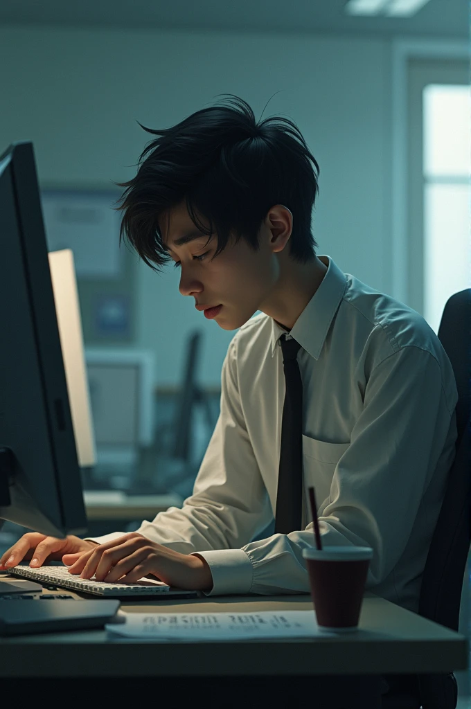 Young person depressed at work