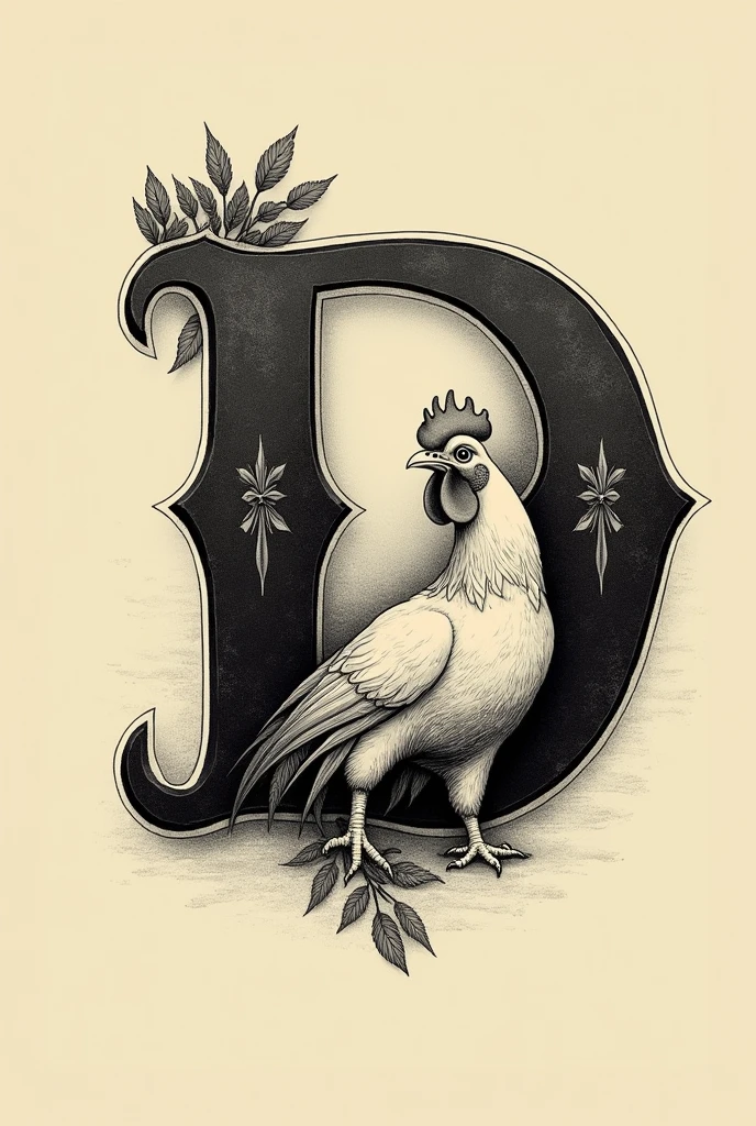 D LETTER WITH COUNTRY HEN LOGO