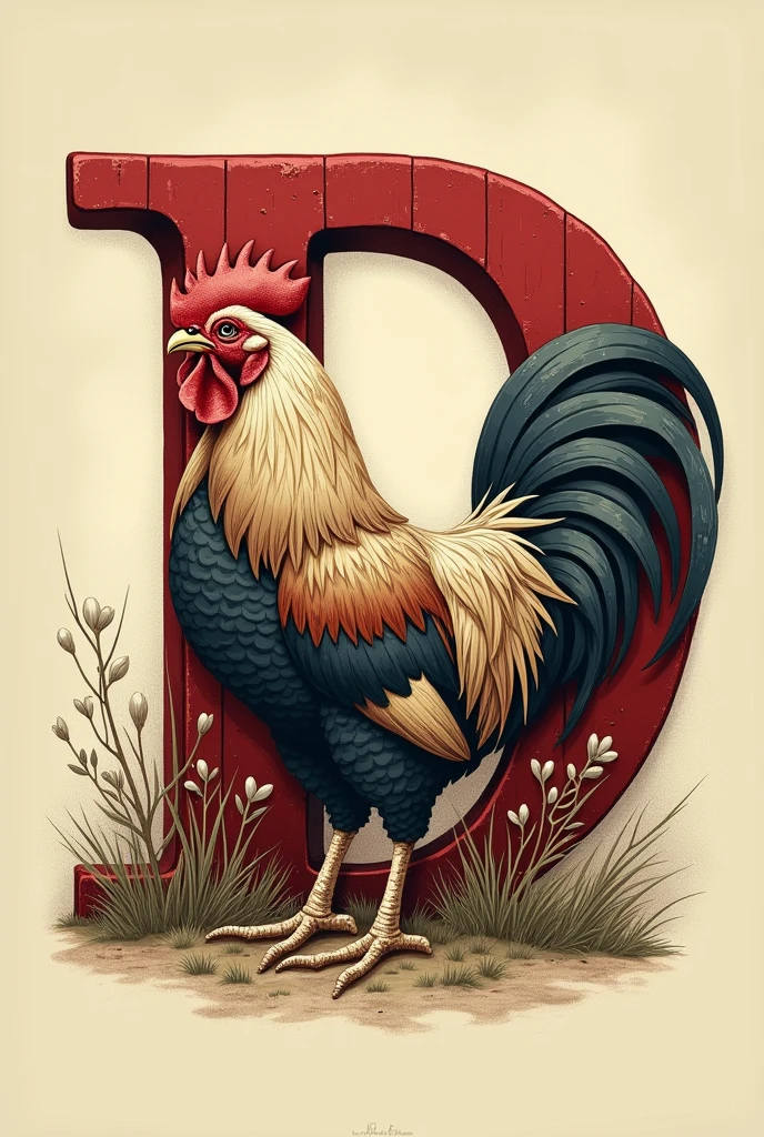 D LETTER WITH COUNTRY HEN LOGO