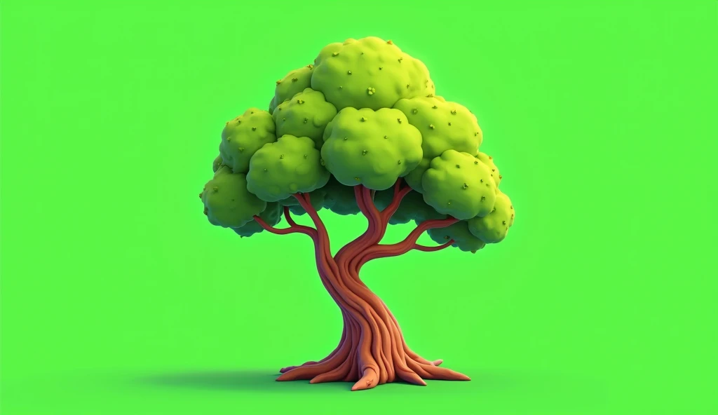 A cartoon style "tree with green screen