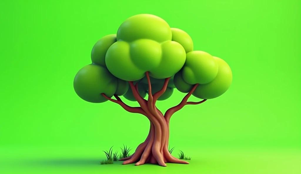 A cartoon style "tree with green screen