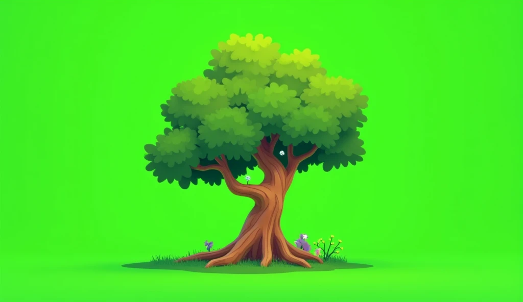 A cartoon style "tree with green screen 