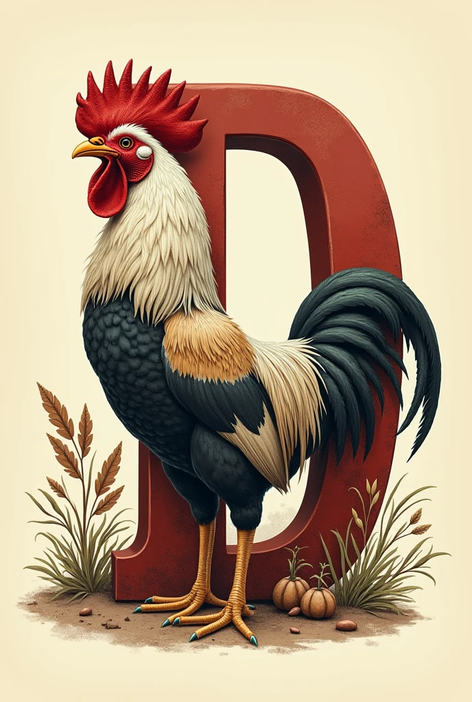 D LETTER WITH COUNTRY HEN LOGO