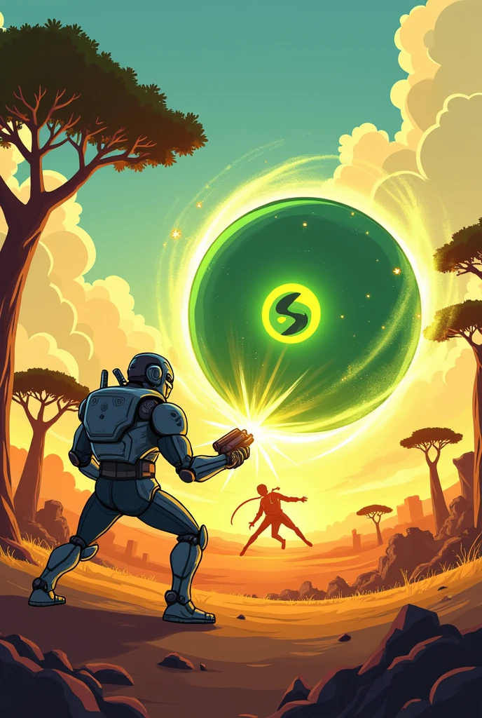 A cartoon of Safaricom logo fighting starlink internet logo