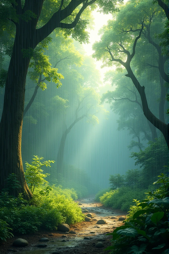 MAKE A VIDEO LIKE THERE WILL BE RAINING IN FOREST AND BEAUTIFUL WEATHER 