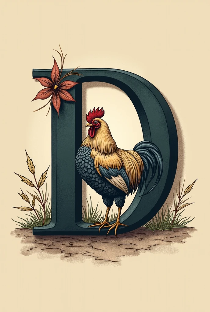 D LETTER WITH COUNTRY HEN LOGO