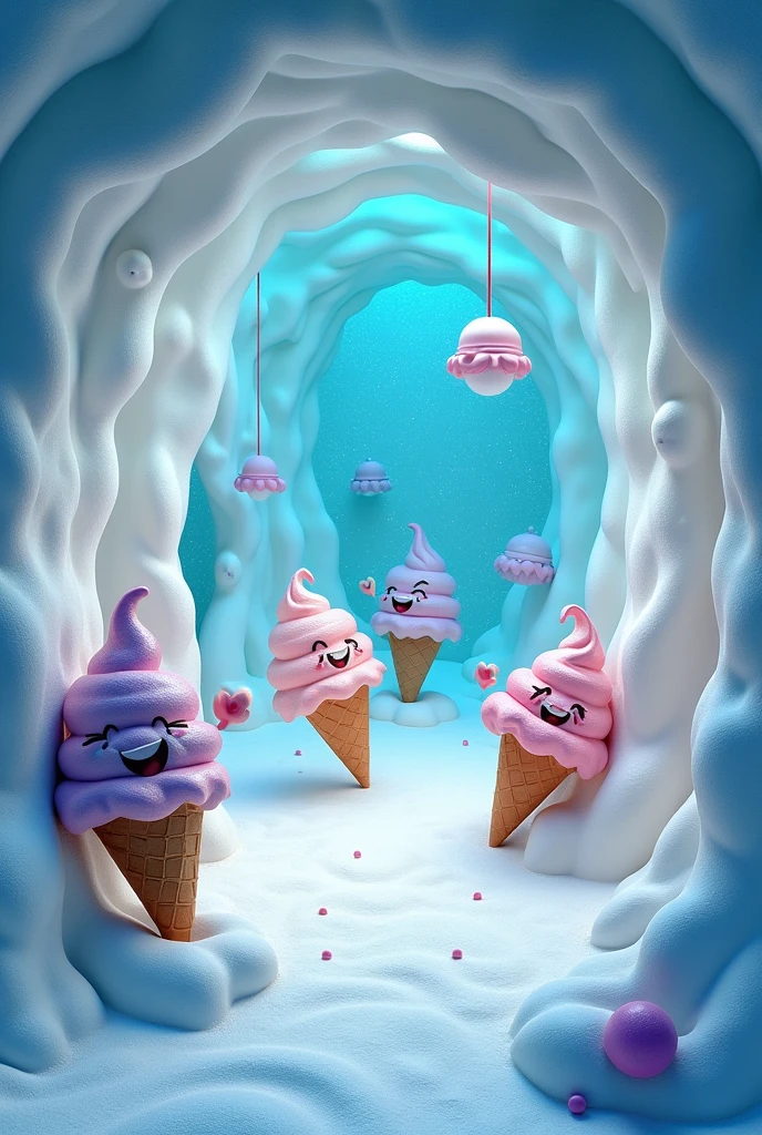 Wall design for ice cream parlor on igloo concept 