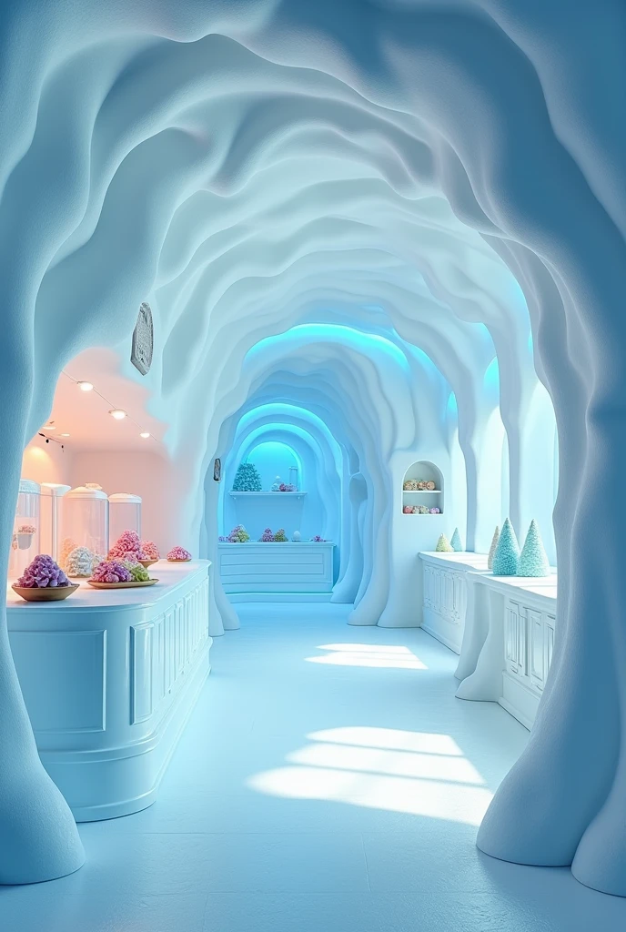 Wall design for ice cream parlor on igloo concept at the shop 