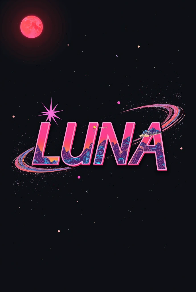 High resolution, red moon, logo spelling swiftly “Luna” cool, Jdm theme, anime theme, Cyberpunk vibe name spelling, brand logo, logo for tshirt, brand logo “LUNA”, neon vibes, acid trip vibes, acid trip, shooting stars, acid trip inside “LUNA”, acid trip, hallucinations inside “LUNA”, Waves of hallucinations, splash, waves of futuristic hallucinations, red moon hallucinations, stars in the background,